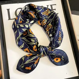 Lenços 2023 New Nature Silk Neck Lenves Lady Office Print Floral Luxury % Real Silk Square Sconhe Women Bag Ribbon Hairband Bandana240409