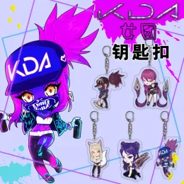 Anime League of Legends Key Chains Acryl KDA Figura Akali Ahri Kai'sa Keyrings Kawaii Bags Prezent Keki Pendant dla przyjaciela