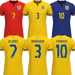 23 24 Romanya Futbol Formaları T Shirt 2023 Alexandru Cicaldau Ianis Hagi Dennis Adam Marin Futbol Gömlekleri Maillots Camiseta De Futbol Evde Üçüncü Kit Çocuk Futbol