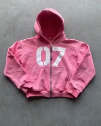 Harajuku rosa grunge oversize sweatshirt zip up hoodie lettere con cappuccio con cappuccio da felpa con cappuccio per tracce uomo goth y2k tops abiti streetwear 240329