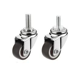 1" Small Caster Wheels Profile Castor Wheels with Brakes - Set of 4 No Floor Marks Silent Casters - Mini Wheels for Cart
