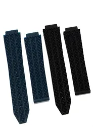 Sehen Sie Bänder 25mmx192mm Austausch Watchband Black Blue Sport Silicon Gummibandgurt für Hubolt BigBnag8433827