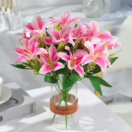 Fiori artificiali Lily 7 Heads Festa Farebbe Visita per paziente Bouquet Home Hotel Banchet Office DECORD