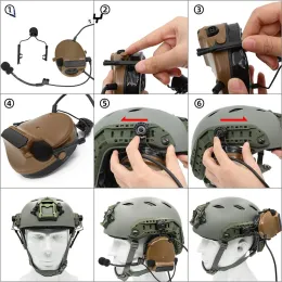 1 par Taktiskt headsetfäste Fast Ops Core Helmet Arc Rail Adapter Set Comtac II Militärbrusavbrytande headset