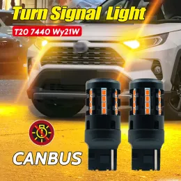 2PCS Canbus T20 7440 7440NA W21W WY21W Bulbja LED Błąd Błąd NO Hyper Flash Bursztyna żółta lampa migra dla RAV4 Turn Light