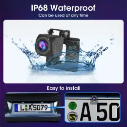 Jansite 10 "1080p Car DVR сенсорный экран Сток -экрана СМИ видеомагнитологии с двойным линзом Зеркальный зеркал Водонепроницаемый резервный камеру приборная камера приборная камера