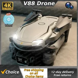 V88 Mini Drone 8K HD Camera 4K Remote APP Control Obstacle Avoidance Aerial Photography Foldable Quadcopter with Parking Apron