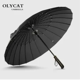 Umbrella a pioggia grande olica per uomini e donne, antivento, bastone da passeggio, ombrelloni da golf, canna da parasol, 24k