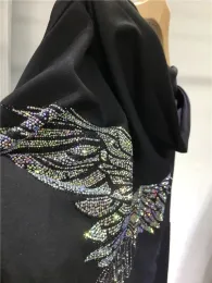 Women Hot Drilling Diamonds Diamilos com capuzes com capuz de capuz Big Wings Rhinestones Jacket