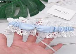 Charming Lace Wedding Garter Bridal Shower Light Sky Blue Ivoror