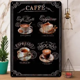 Retro kaffemetallskylt vintage köksskyltar väggdekor roliga tennskyltar bar dekorationer konst affisch för man grotta dekor