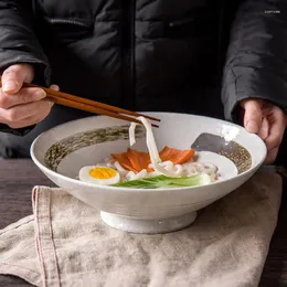 Bowls Fancity Creative Persönlichkeit Japanischer Rofen geändert handgemalbte keramische Haushaltsnudelschüssel-Suppe Großkapazität Bogen