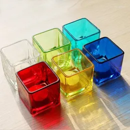 Candle Holders 10pcs Colored Glass Candlestick 6CM Home Bar Jars Table Decoration Candel Holder Wedding Decorations
