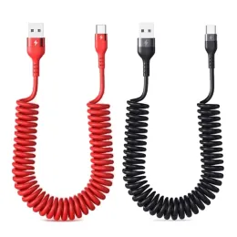 Curly USB A to USB C Fast Charger Cord 5A Spring USB C Cable Accessories New