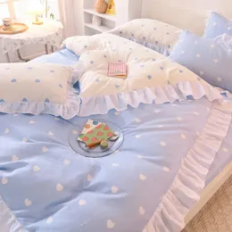 Set di biancheria da letto in Fashion Solid Cotton Set con foglio letto aderente CINETTA PRINCIMENTO AB Copertina a doppia rotami di copertura Famina