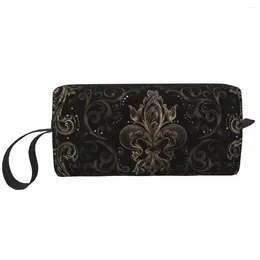 Kosmetische Taschen benutzerdefinierte Fleur-de-Lis-Toilettenbeutel Frauen Lily Blumensymbol Make-up Organizer Ladies Beauty Storage Dopp Kit Box Hülle