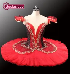 Dorosły Czerwony Czerwony Profesjonalny Tutu Red Ballet Tutus for Performance Black Swan Costume Girls Ballet Tutu SD00147459179