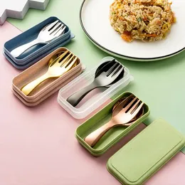 Ложики 2pcs Портативная вилка Spoon Set Stepling Нержавеющая сталь Домашняя посуда домашний тур