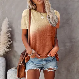 Plus Größe übergroße Frauen Sommerkrawatte Farbstoff T-Shirt Ladies Frohe Holiday Kurzarm Casual Lose Bluse T-Shirt für weiblich 240329