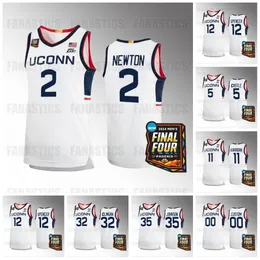 Uconn Huskies College Basketball Jersey 2024 Национальный чемпионат Тристен Ньютон Стефон Замок Алекс Карабан Кэм Спенсер Донован Клинган Самсон Джонсон обычай