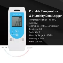 USB Temperature Humidity Data Logger Reusable RH TEMP Datalogger Recorder Humiture Recording Meter with 32,000 Record Capacity