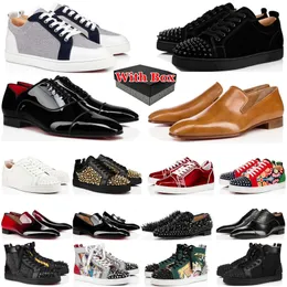 مع Box Red Bottoms Mens Natual Shoes Womens Fashion Sneakers Designer Shoes Low Black White Cut Leather Splike Tripler Vintage Luxury Trainers 35-47