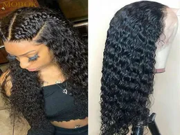 13x4 Lace Front Human Human Wig com cabelos de bebê pré -arrancados peruca de onda profunda Brasil Brasileiro Cabelo Curly Human Wig7428417