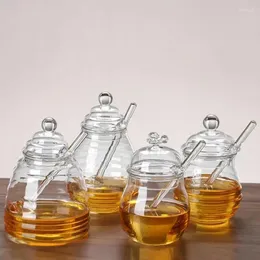 Garrafas de armazenamento 280-500ml Glass Honeycomb Tank Kitchen Tools Recipador de mel com garrafa de concha e tampa para festa de casamento