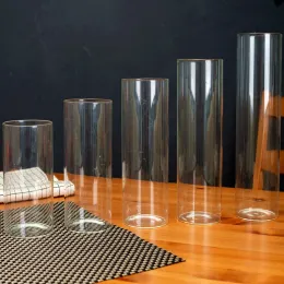 Vasos de cilindro de vidro transparente Vasos de mesa Vaso para decorações de casamento e jantares formais mesa de casamento peças centrais