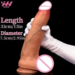 33 cm di cazzo rigido di dildo in silicone realistico super grande con pene spesso dong potente aspirazione potente giocattolo sexy per uomini donne