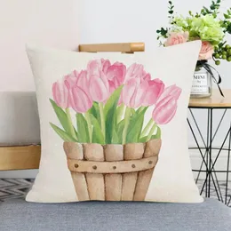 Cuscino forerale floreale fiore di tulipano lancio chiusura cuscino chiusura tessuto resistente alla manutenzione per camera
