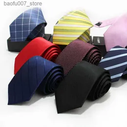 Boyun bağları iş takım elbise mens kravat düğün damat takımı kravat polyester ipek şerit kravat 7cmq