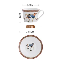 Lux Deisgner Bone China European Mug Creative Vintage Coffee Cufe чашки позолоченные фарфоровые подарки Big Mark Tea Cup Plate Sat