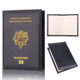 França Capa de passaporte PU CURTO DE CARTO DE COURO PORTE PARTE-PASSEPORT HOURSE HOMEN MHILL MOMINAS Organizador de passaporte francês Acessório de viagem