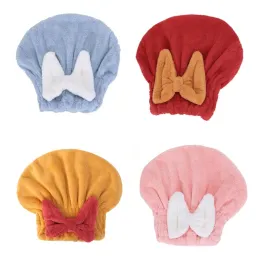 Super Absorbent Hair Towel Wrap for Wet Hair, Quick Dry Microfiber Hair Towel with Bow-Knot Shower Cap, Bath Accessories