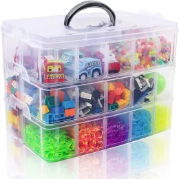 3Layer Storage Box für Lego Toy Make -up -Veranstalter Mehrzweck Home Accessorie Toolbox Stapelbares Kunststoff Transparenter Schmucktaste