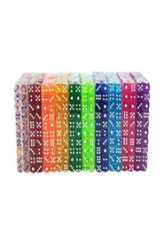 100pcs lote dice jogo10 cores acrílico transparente de 6 lados para jogos de família de clubes 12mm328y7468998