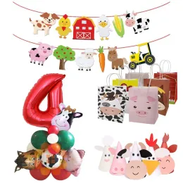 1set çiftlik hayvan balonları set hayvan şeker torbaları inek/domuz/koyun kek sarmalayıcıları çocuklar için diy çiftlik hayvanları doğum günü partisi süslemeleri