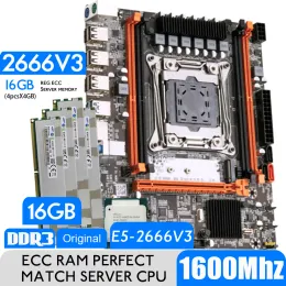 اللوحات الأم ATERMITER D3 Motherboard Combo Kit Set Xeon E5 2666 V3 LGA 20113 CPU 4PCS X 4GB = 16GB 1600MHz DDR3 MEMIME