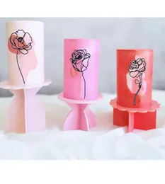 Andere festliche Partyversorgungen abstrakt minimalistische Rose Tulplinien Blumenkuchen Topper Acryl und für Geburtstagsdekoration 9100365 gefressen