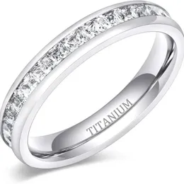 3mm Women Titanium Encagement Ring Zirconia Zirconia Eternità Festa nuziale Dimensione da 6 a 10