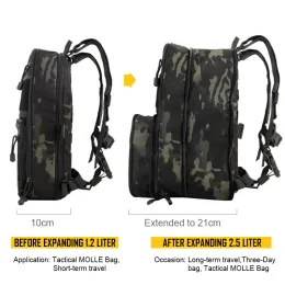 Flatpack Tactical Backpack 다중 용기가있는 Rucksack Military Airsoft 유틸리티 Molle Bag Paintball 3562