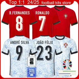 Portekizce Ev Away Erkek Hayranlar Futbol Formaları 2024 Portekizler Erkek Oyuncu Versiyon Futbol Forması 24 25 B.Fernandes Joao Felix Futbol Gömlek Maillot Camiseta Maglia