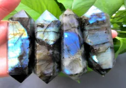 Circa 300 g 4pcs naturale Labradorite Quartz Crystal Dt Wand Point GhEaling9418543