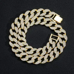 Halsband Mens Hip Hop 15mm Full Diamond Cuban Chain Personlig herr Trendiga hiphoptillbehör 230426