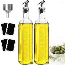 Storage Bottles 1/2 Pcs 500ml Glass Oil Bottle Square Jug Soy Sauce And Vinegar