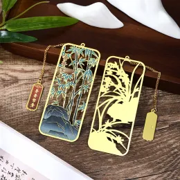 Retro Chinese Style Plum Blossoms Orchids Bamboo Chrysanthemums Metal Bookmarks Students Reading Tools School Stationery Supply