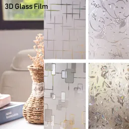 Filmer 3D -glasfönster klistermärken Privacy Glass Static Stickers Nonadhesive Glass Window Stickers Hem Värmeisolering Solskyddsfilm