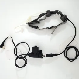 Wadsn taktisk hals mic headset taktisk hals laryngeal mikrofon hörlurar med u94 PTT för Kenwood Baofeng UV-5R UV-5X UV-82