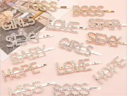 15 styles Silver Gold Letter Word Rhinestone Crystal Hairpin Hairgrip Hairclips Hair Clip Grip Pin Barrette Ornament Hair Accessor7820066